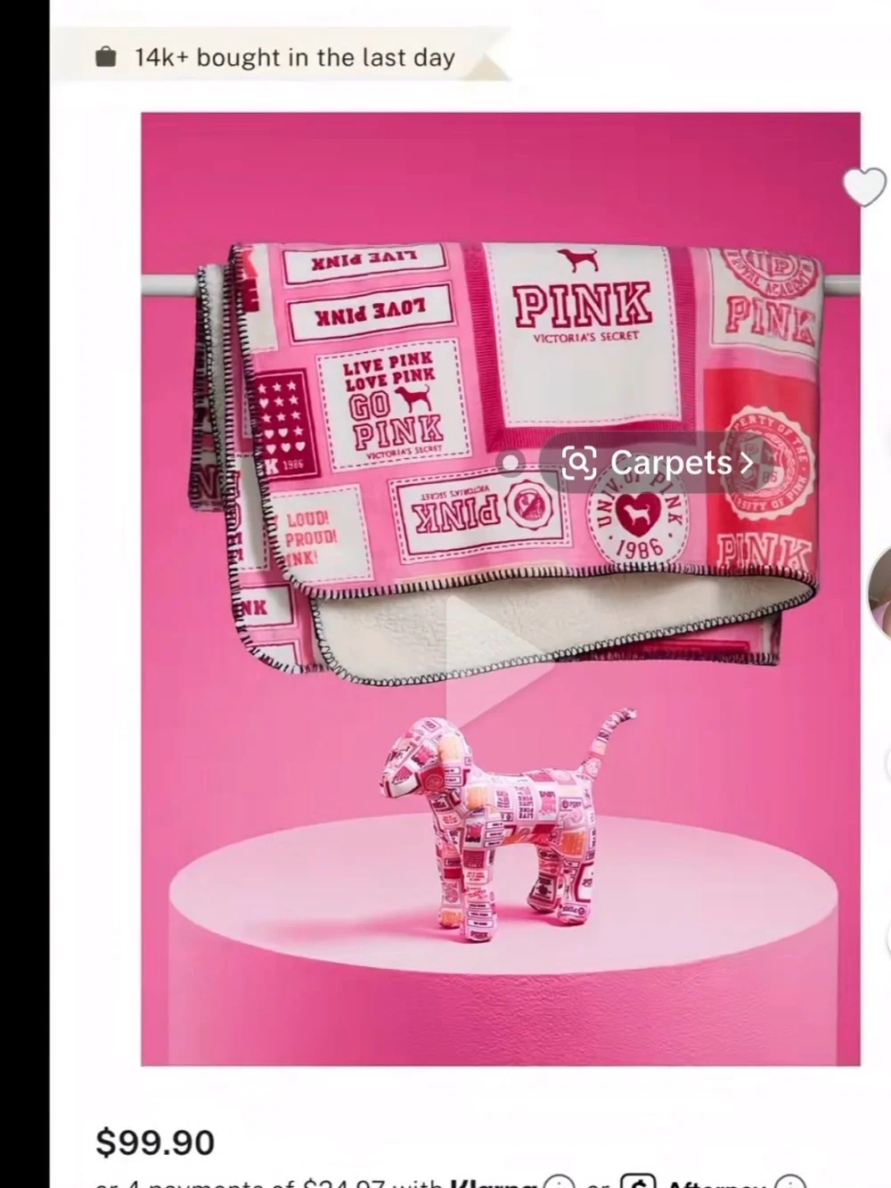 Victoria Secret Pink Plush Cozy Fleece Sherpa Blanket And Mini Dog 2 Pc Set 2026